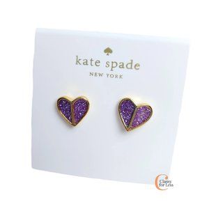 Kate Spade Glitter Heart Stud Earrings - PINK with Dust Bag
